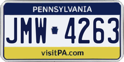 PA license plate JMW4263