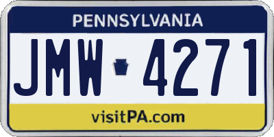 PA license plate JMW4271