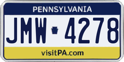 PA license plate JMW4278