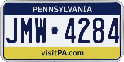 PA license plate JMW4284