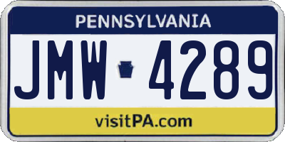 PA license plate JMW4289