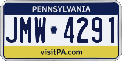 PA license plate JMW4291