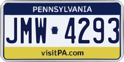 PA license plate JMW4293