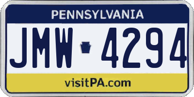 PA license plate JMW4294