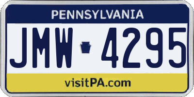 PA license plate JMW4295