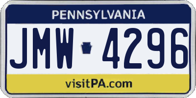 PA license plate JMW4296