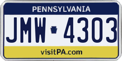 PA license plate JMW4303