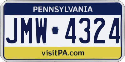 PA license plate JMW4324