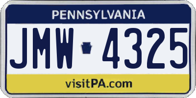 PA license plate JMW4325