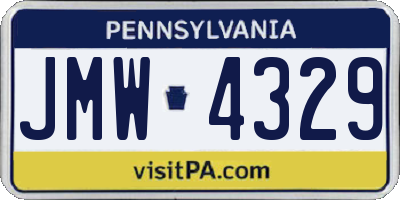 PA license plate JMW4329