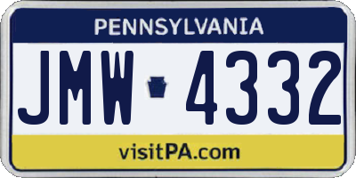 PA license plate JMW4332