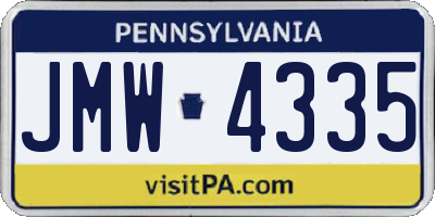 PA license plate JMW4335