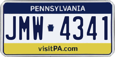 PA license plate JMW4341