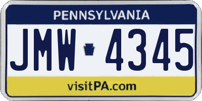 PA license plate JMW4345