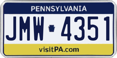 PA license plate JMW4351