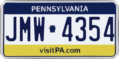 PA license plate JMW4354