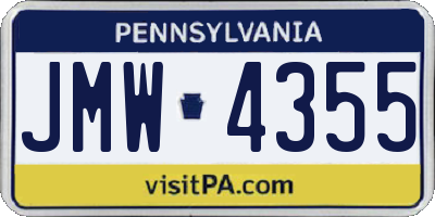 PA license plate JMW4355