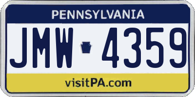 PA license plate JMW4359