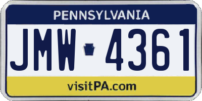 PA license plate JMW4361