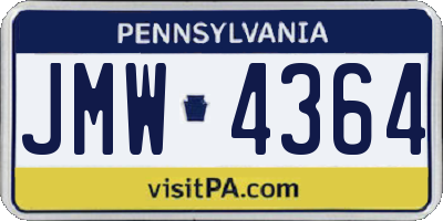 PA license plate JMW4364