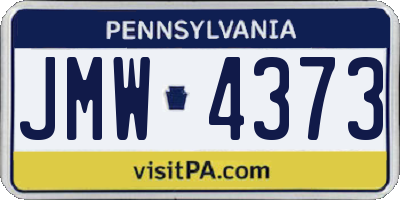 PA license plate JMW4373