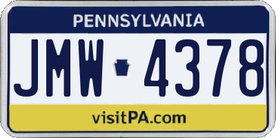 PA license plate JMW4378