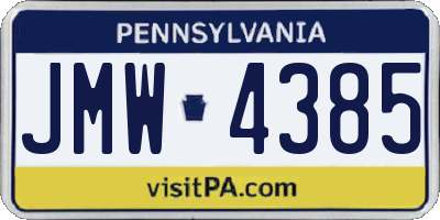 PA license plate JMW4385
