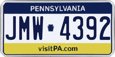 PA license plate JMW4392