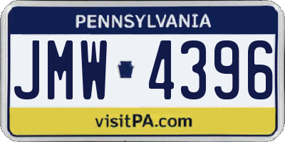 PA license plate JMW4396