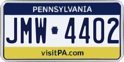 PA license plate JMW4402
