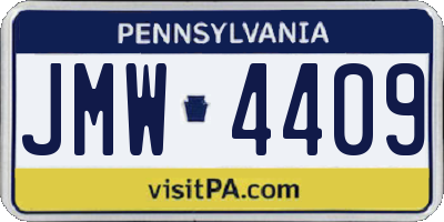 PA license plate JMW4409