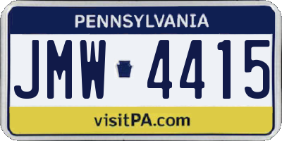 PA license plate JMW4415