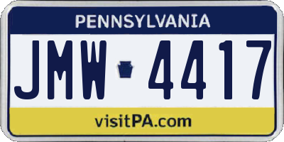 PA license plate JMW4417