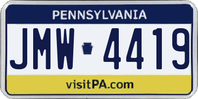 PA license plate JMW4419