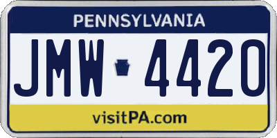 PA license plate JMW4420