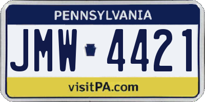PA license plate JMW4421