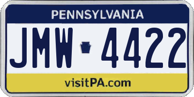 PA license plate JMW4422