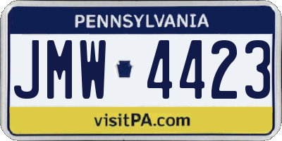 PA license plate JMW4423
