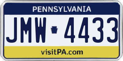 PA license plate JMW4433