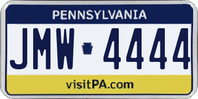 PA license plate JMW4444