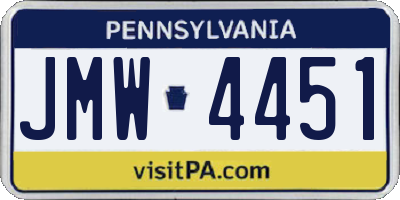 PA license plate JMW4451