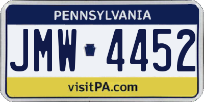 PA license plate JMW4452