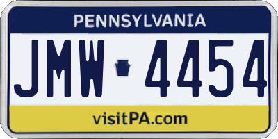 PA license plate JMW4454