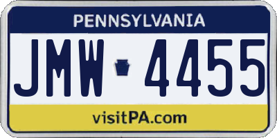PA license plate JMW4455