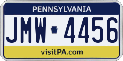 PA license plate JMW4456
