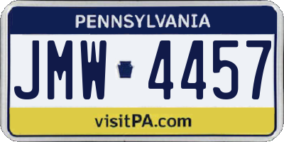 PA license plate JMW4457