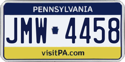 PA license plate JMW4458