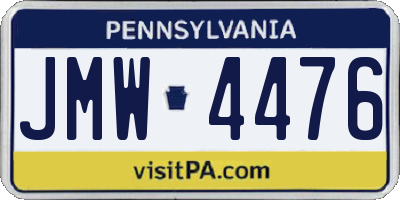 PA license plate JMW4476