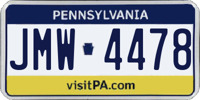 PA license plate JMW4478