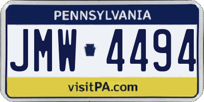 PA license plate JMW4494